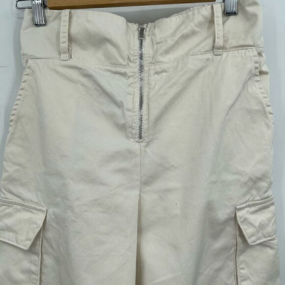 Les Tien Ivory Zip Up Flared High-Rise Straight Leg Cargo Pants Size Small - Picture 2 of 9